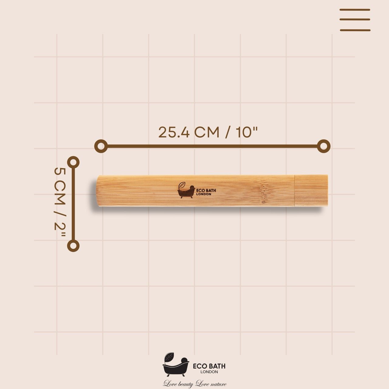 Eco Bath London Bamboo Toothbrush in Bamboo Tube Travel Case