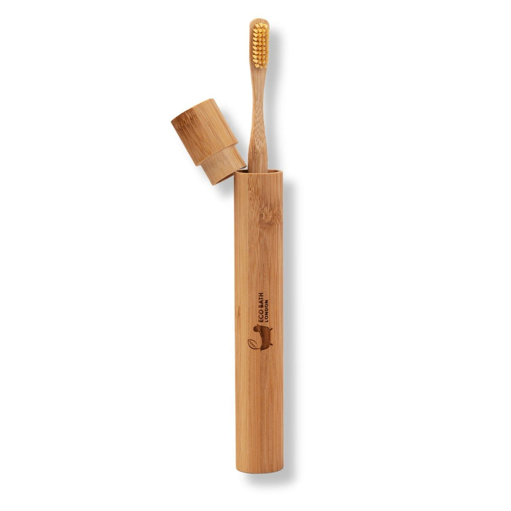 Eco Bath London Bamboo Toothbrush in Bamboo Tube Travel Case
