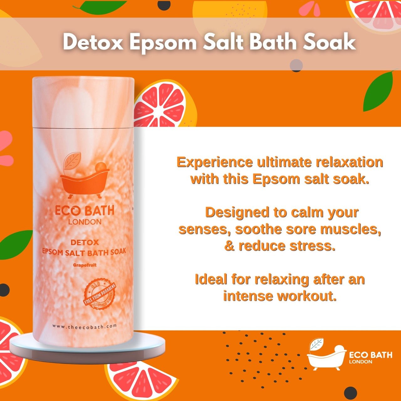Eco Bath London Detox Epsom Salt Bath Soak - Tube