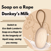 Eco Bath London Donkey’s Milk Soap on a Rope 220g - Luxurious and Eco Friendly Body Wash Bar with Shea Butter