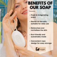 Eco Bath London Donkey’s Milk Soap on a Rope 220g - Luxurious and Eco Friendly Body Wash Bar with Shea Butter