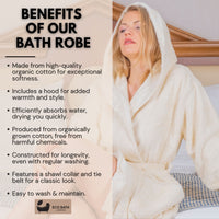 Eco Bath London Hooded Organic Cotton Bath Robe - 100% Certified Organic Cotton