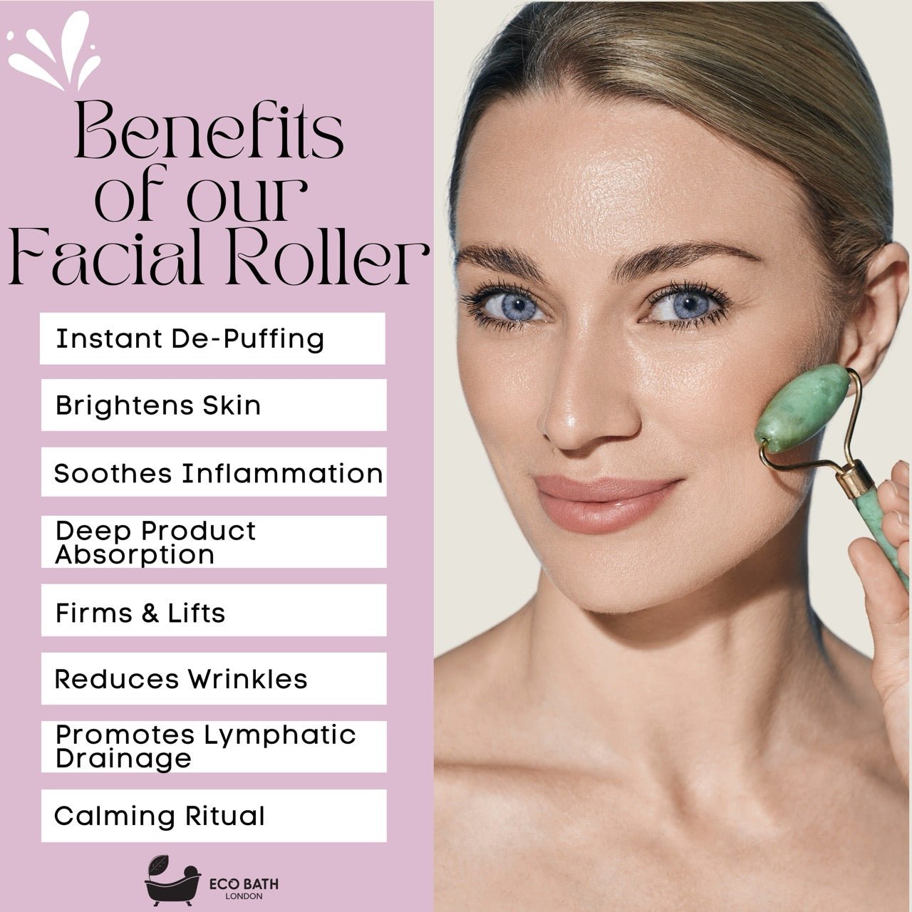Eco Bath London Jade Face Roller - Ridged End