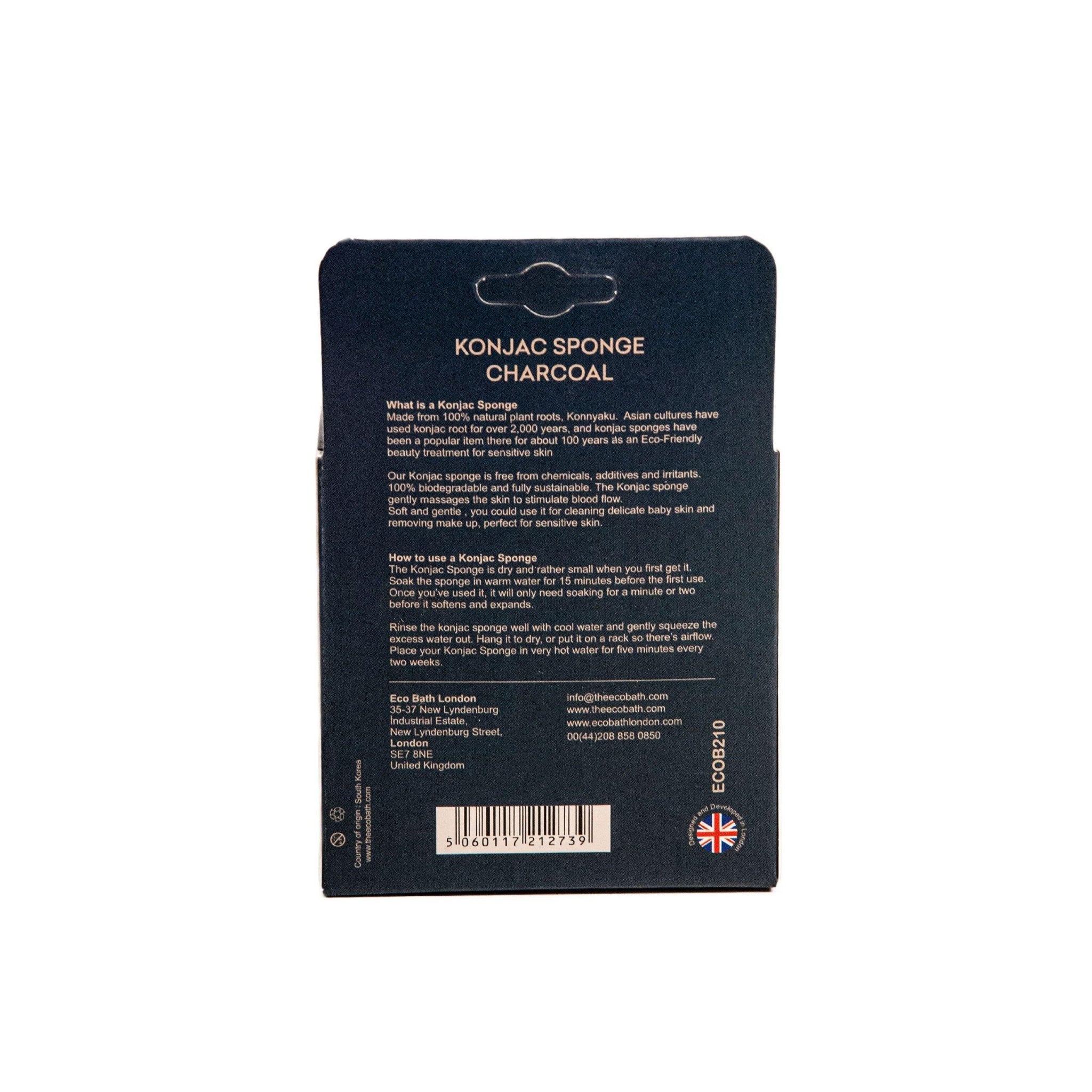 Eco Bath London Konjac Sponge Charcoal - Natural Exfoliating Sponge for Facial Deep Cleansing