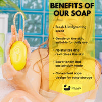 Eco Bath London Lime Soap on a Rope 220g - Luxury Eco-Friendly Lime Soap, Refreshing Body Wash Bar with Shea Butter