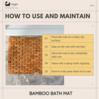 Eco Bath London Bamboo Bath Mat - Roll Up Shower Mat, Anti-Slip and Waterproof Bathroom Spa Shower Mat