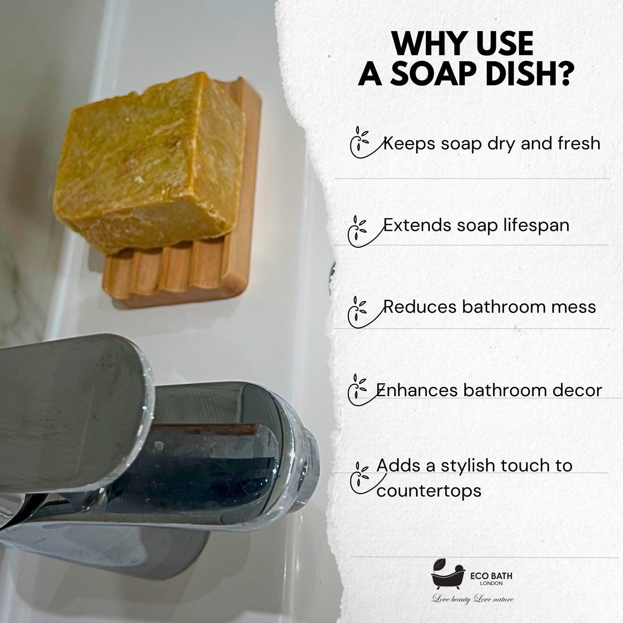 Eco Bath London Beech Wood Ridged Soap Dish