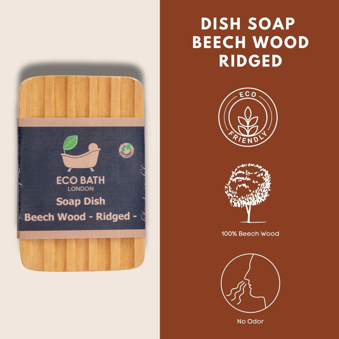 Eco Bath London Beech Wood Ridged Soap Dish