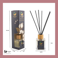 Eco Bath London Cotton Fresh Reed Diffuser 100ml (3.38 Fl.Oz) - Luxurious Calming Reed Diffuser for Home Fragrance