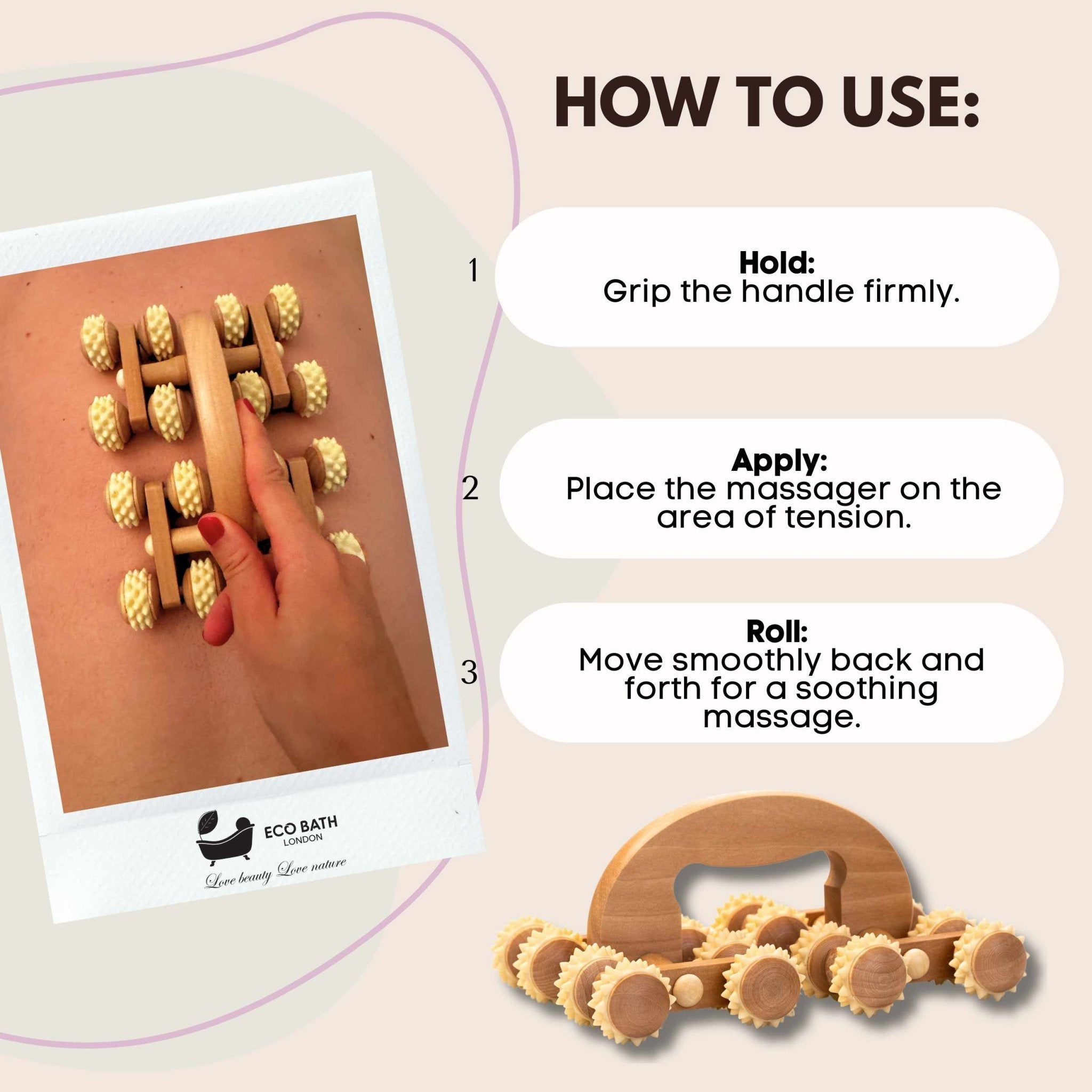 Eco Bath London Deluxe Massager - Natural Wooden Back Massager