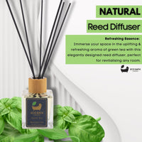 Eco Bath London Green Tea Reed Diffuser - Refreshing Room Fragrance with Notes of Bergamot and Green Tea, 100ml (3.38 Fl.Oz)