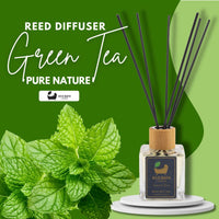 Eco Bath London Green Tea Reed Diffuser - Refreshing Room Fragrance with Notes of Bergamot and Green Tea, 100ml (3.38 Fl.Oz)