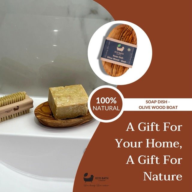 Eco Bath London Olive Wood Boat Shape Soap Dish