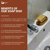 Eco Bath London Olive Wood Ridged Soap Dish