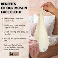 Eco Bath London Organic Cotton Muslin Face Cloth - Pack of 6, Available in Natural and White Colours