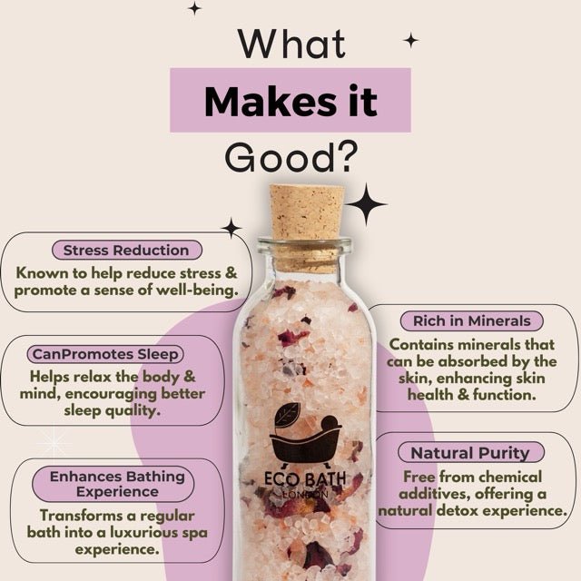 Eco Bath London Rose Himalayan Bath Salt 300g - Luxurious Rose Bath Salt Infused with Rose Petals