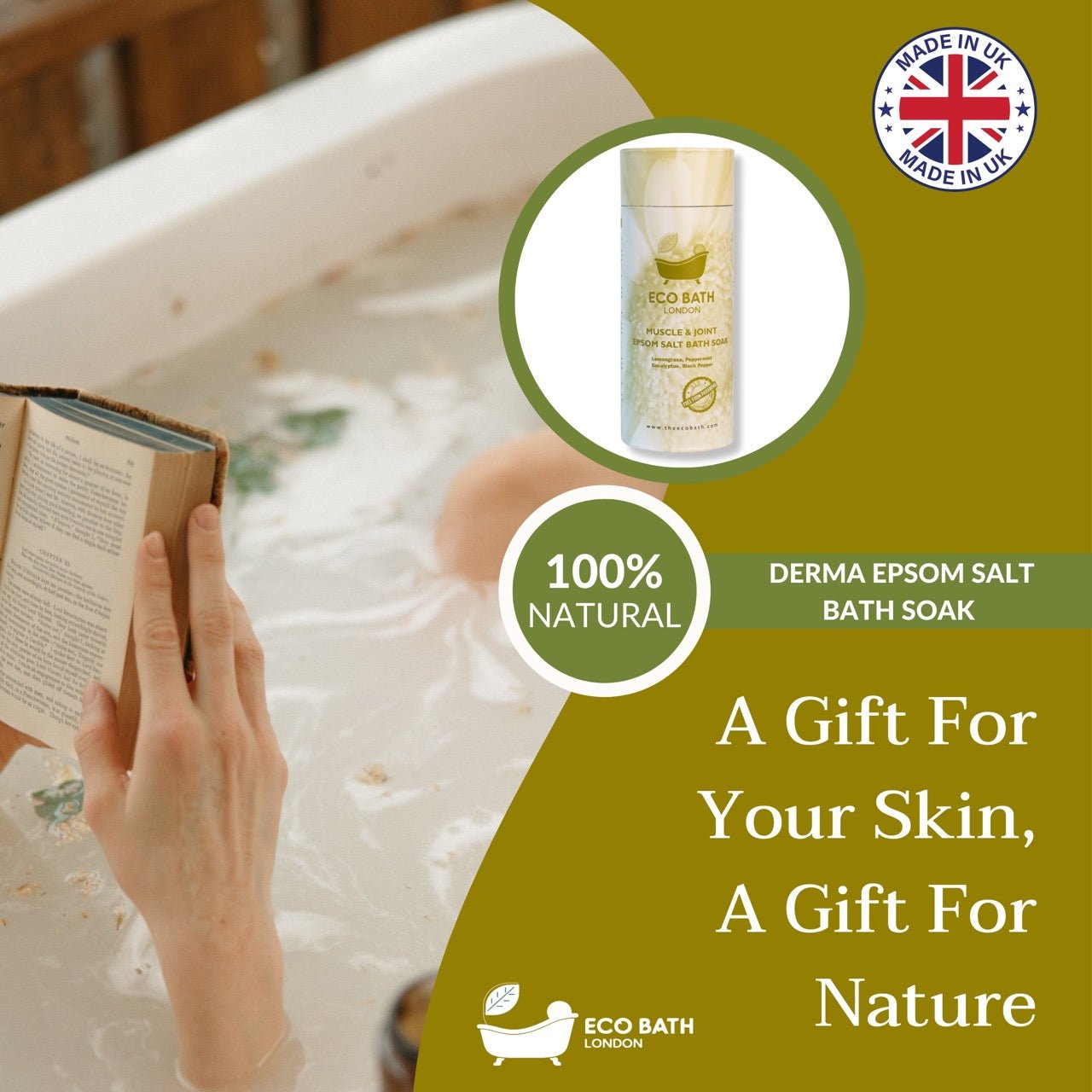 Eco Bath London Muscle and Joint Epsom Salt Bath Soak - Tube