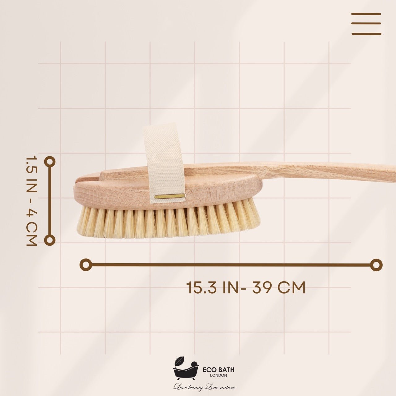 Eco Bath Natural Bristle Body Brush Detachable with Soft Bristles