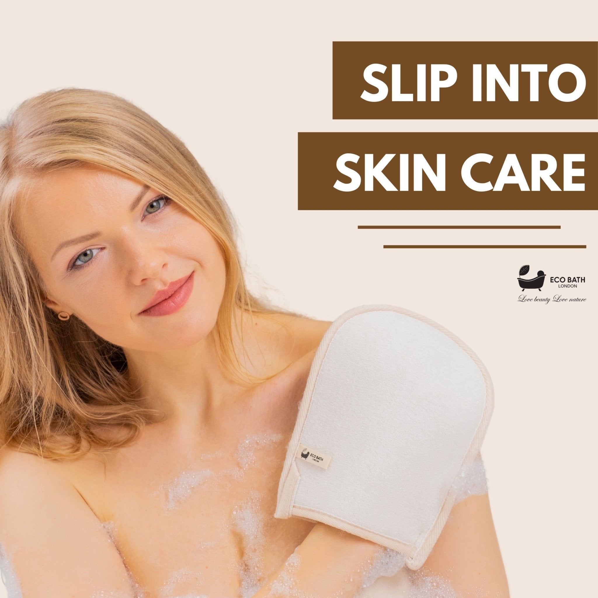 Eco Bath London Natural Loofah Bath Mitt - Premium Exfoliating Bath Glove for Smooth and Radiant Skin