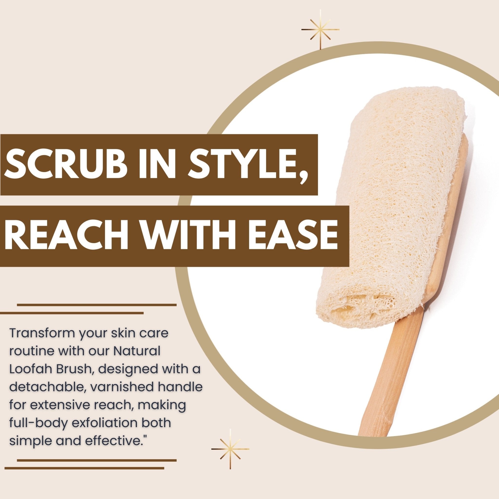 Eco Bath London Natural Loofah Brush - Premium Loofah Body Brush with Handle