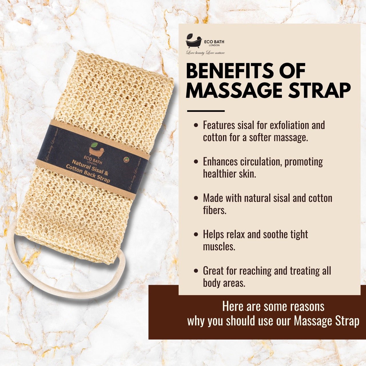 Eco Bath London Natural Cotton & Sisal Back Strap