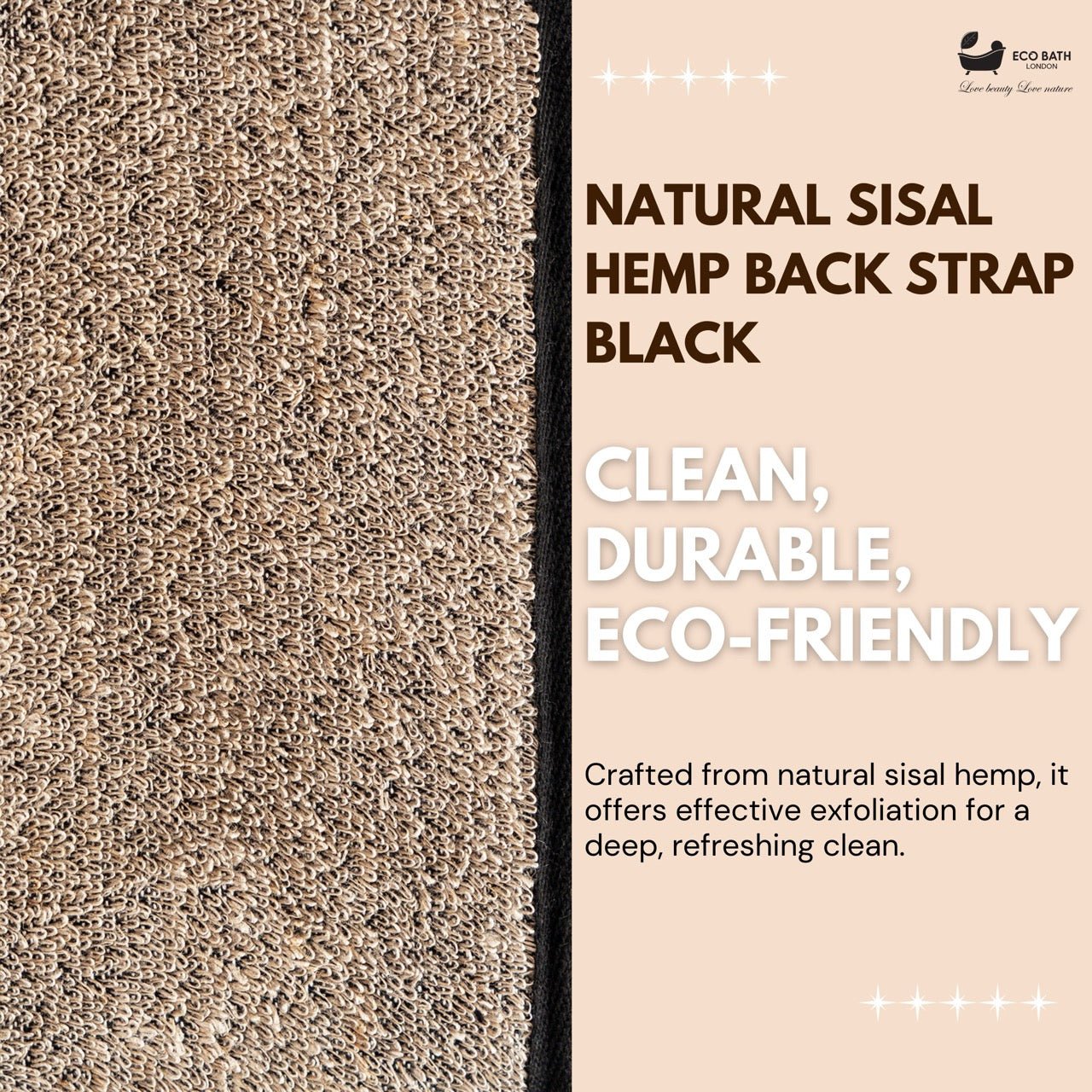 Eco Bath  Natural Sisal Hemp Back Strap Black