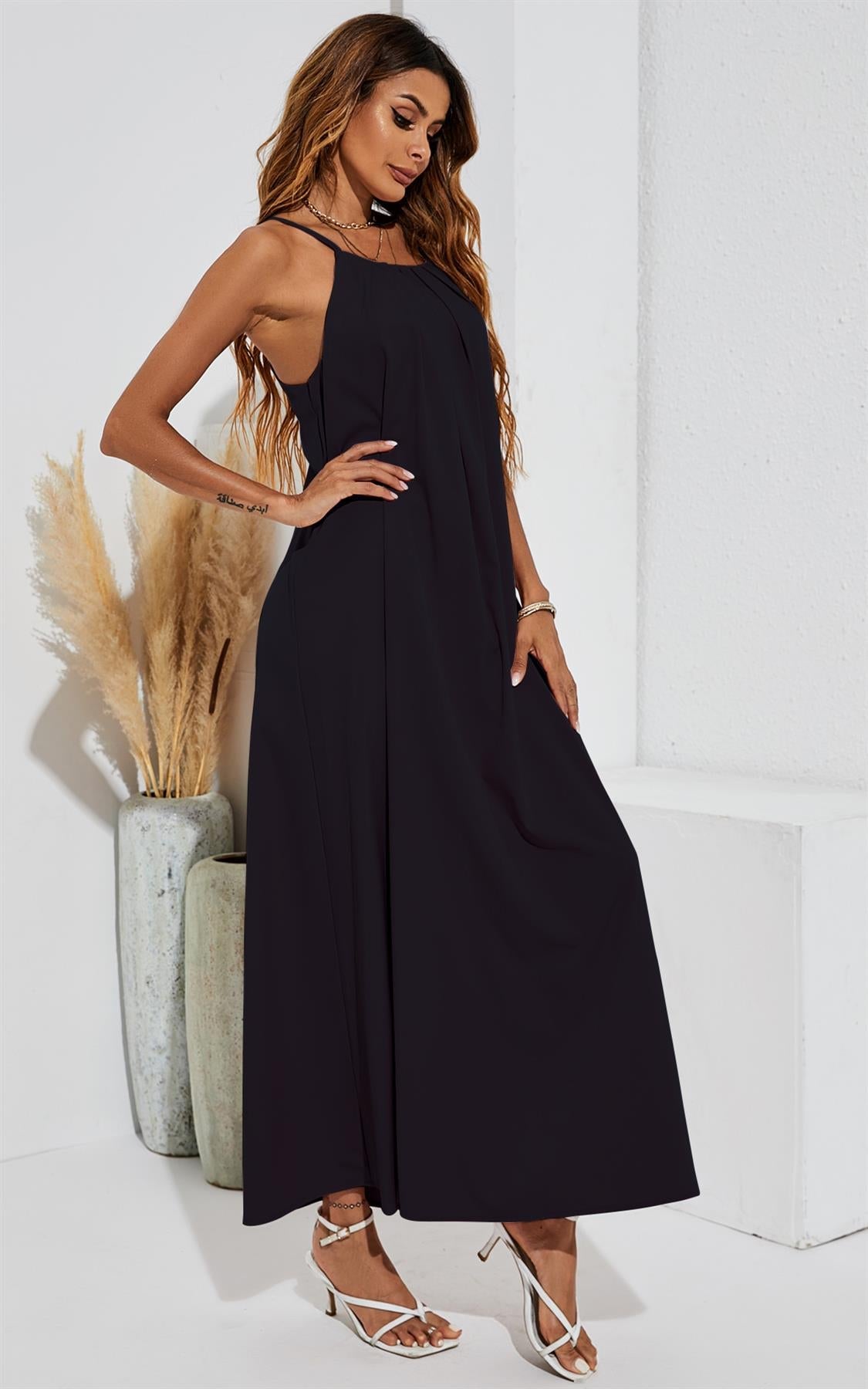 Cold Shoulder Maxi Dress In Black