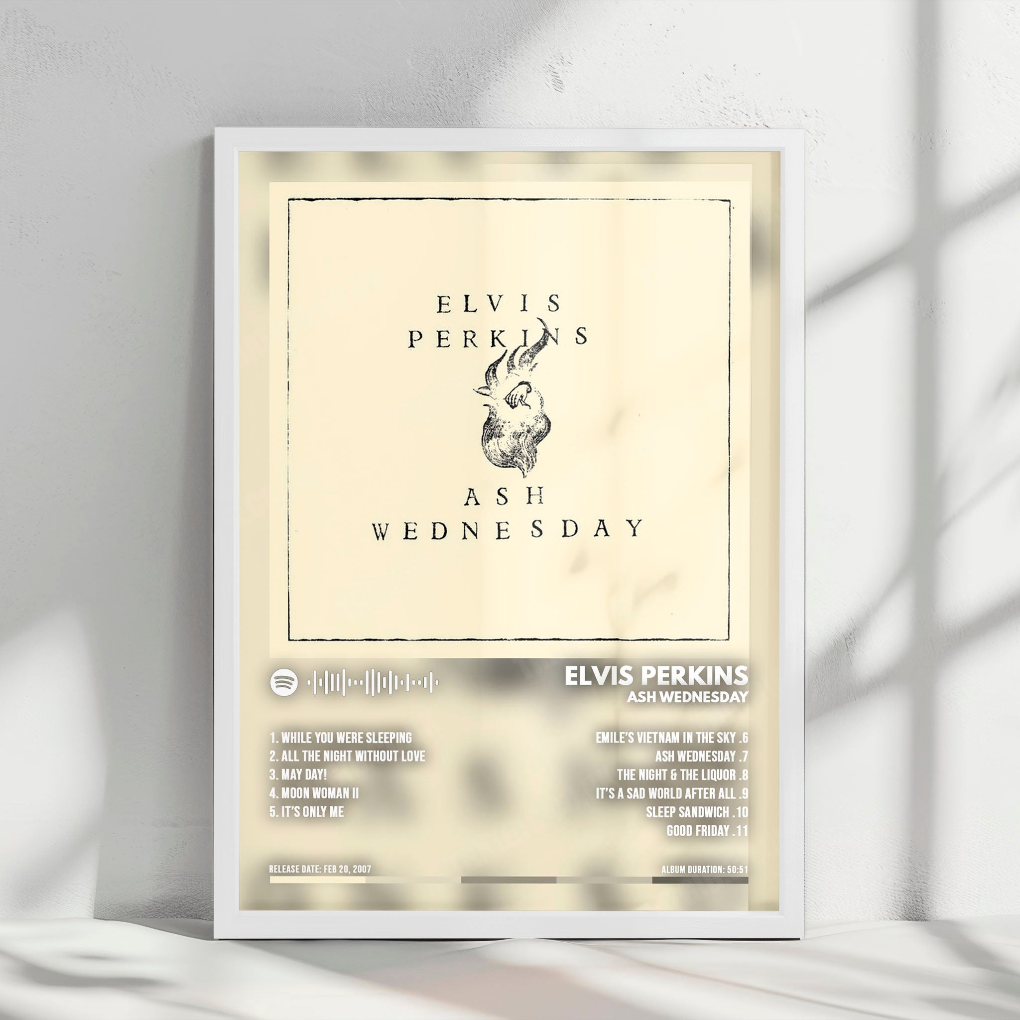 Elvis Perkins "Ash Wednesday" Album Cover Poster - with Complete Tracklist