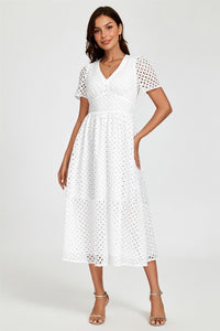 Broderie Anglaise Midi Dress In White
