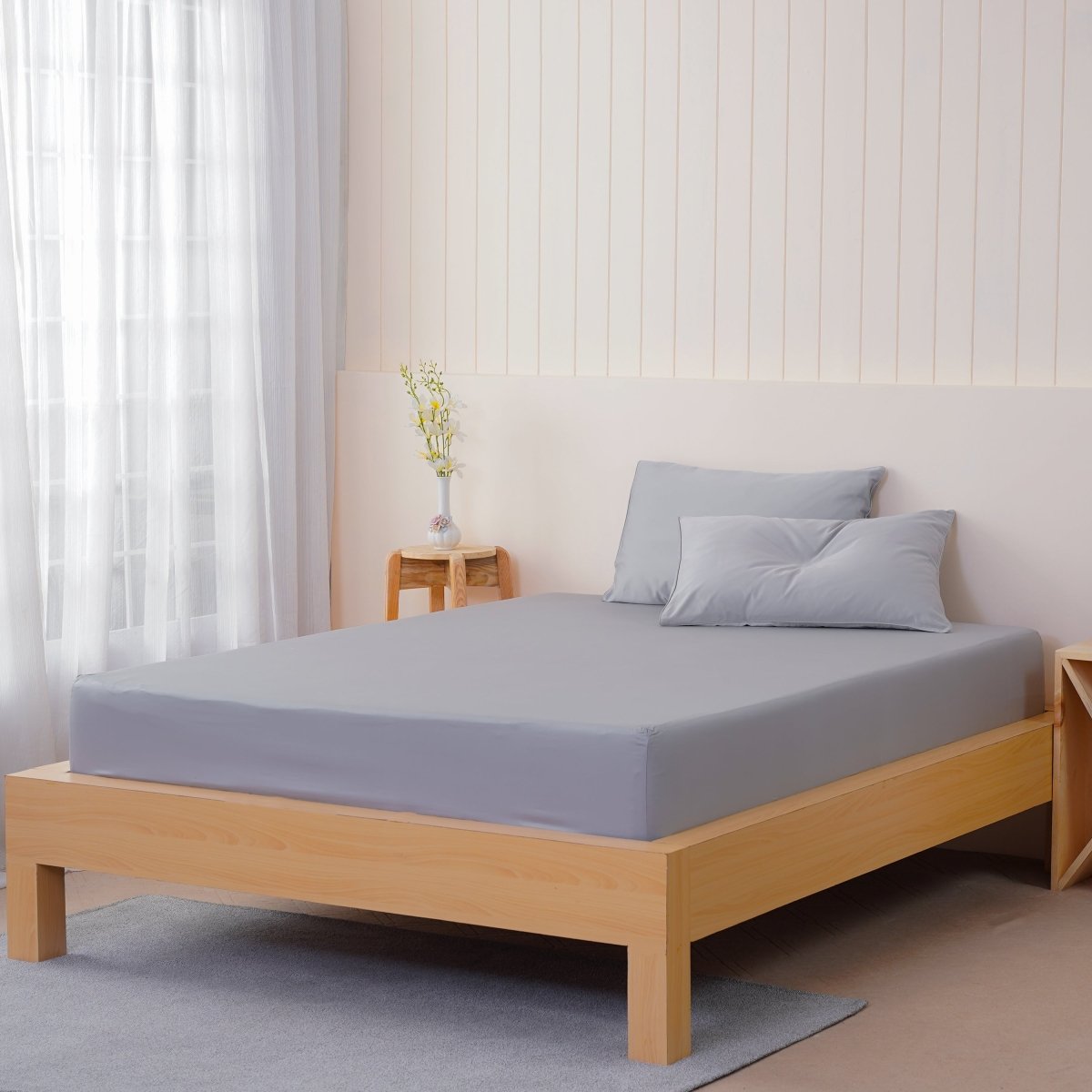 Ella Cotton Dove Grey Luxury Fitted Sheet - 100% Long-Staple Cotton