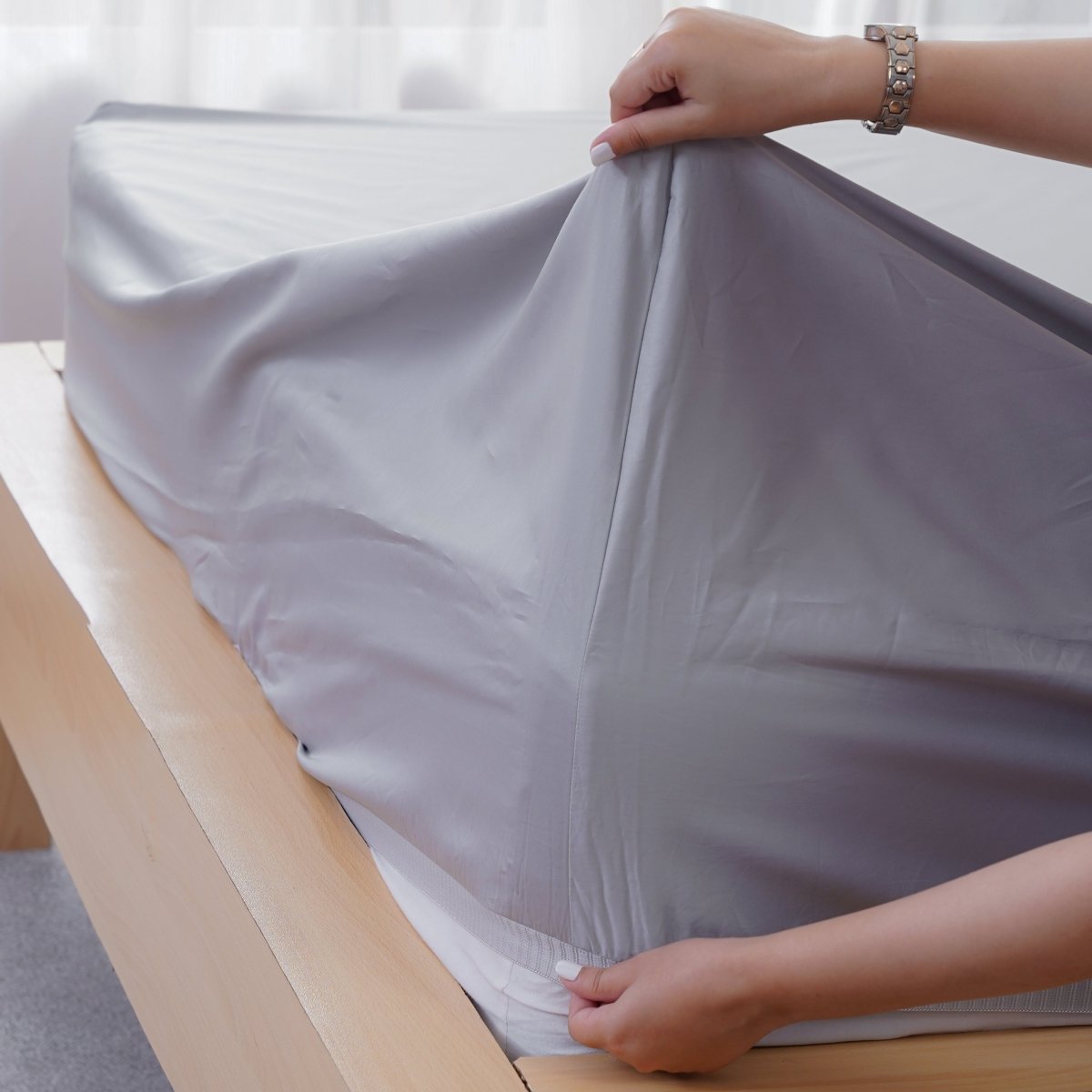 Ella Cotton Dove Grey Luxury Fitted Sheet - 100% Long-Staple Cotton