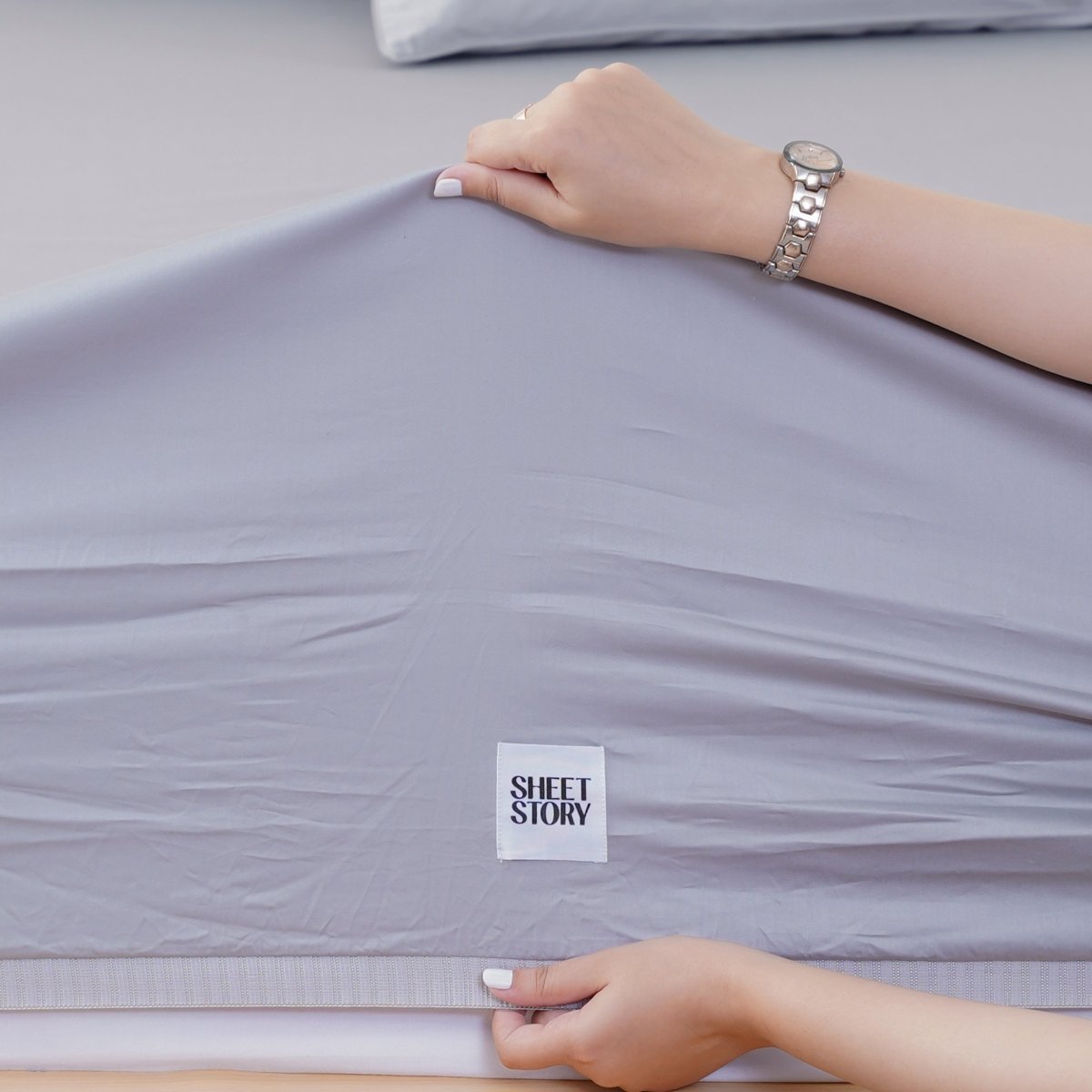 Ella Cotton Dove Grey Luxury Fitted Sheet - 100% Long-Staple Cotton