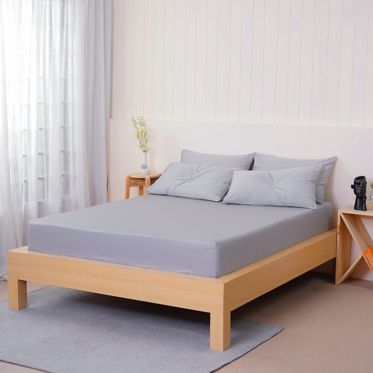Ella Cotton Dove Grey Luxury Fitted Sheet - 100% Long-Staple Cotton