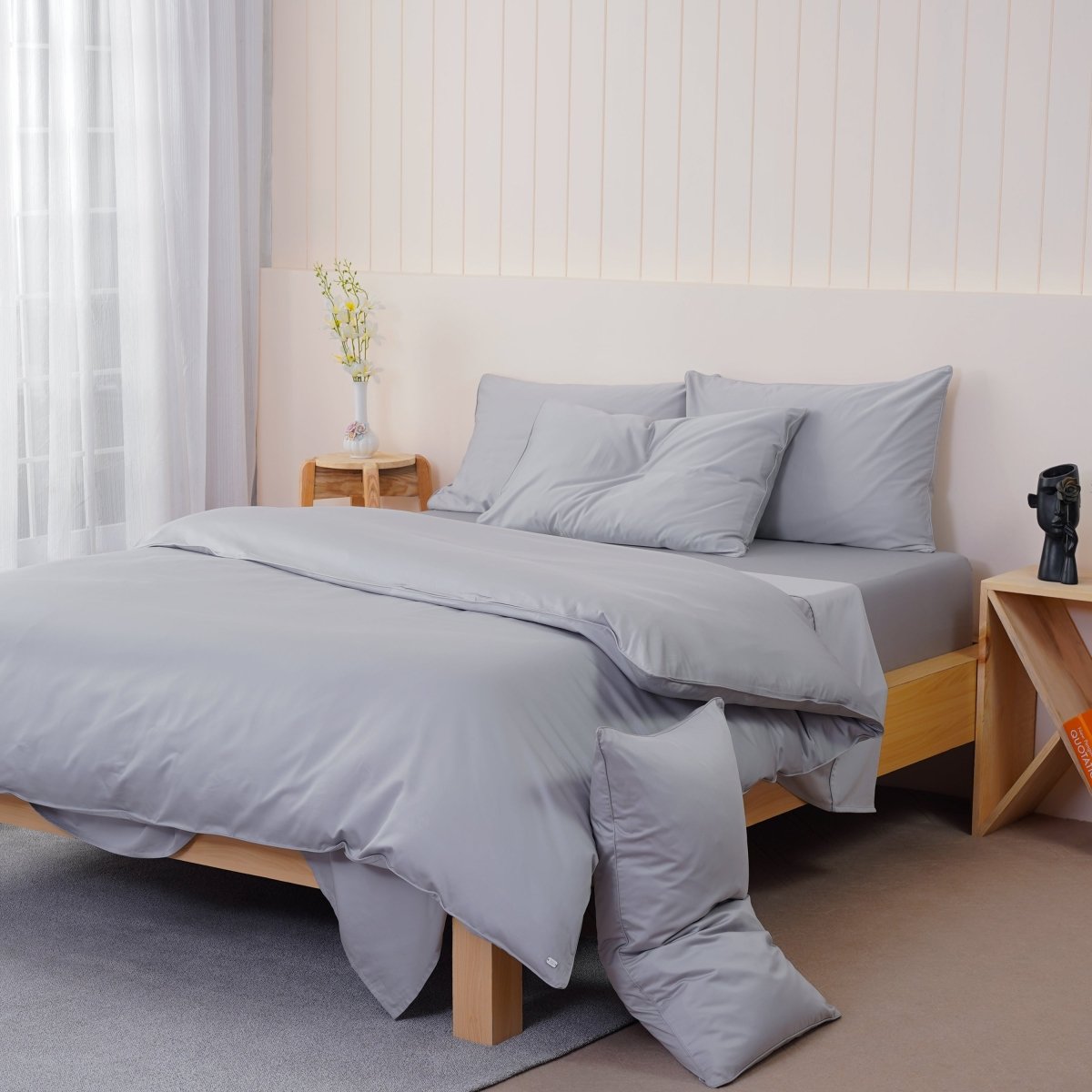 Ella Cotton Dove Grey Luxury Pillowcases Set