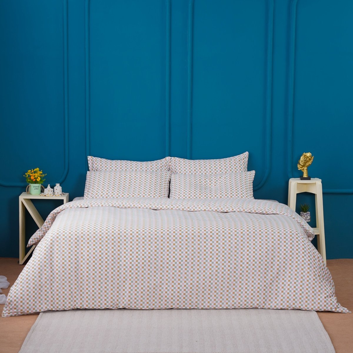 Ella Cotton Gems Checkerboard Duvet Cover: A Luxurious Harmony of Comfort and Style