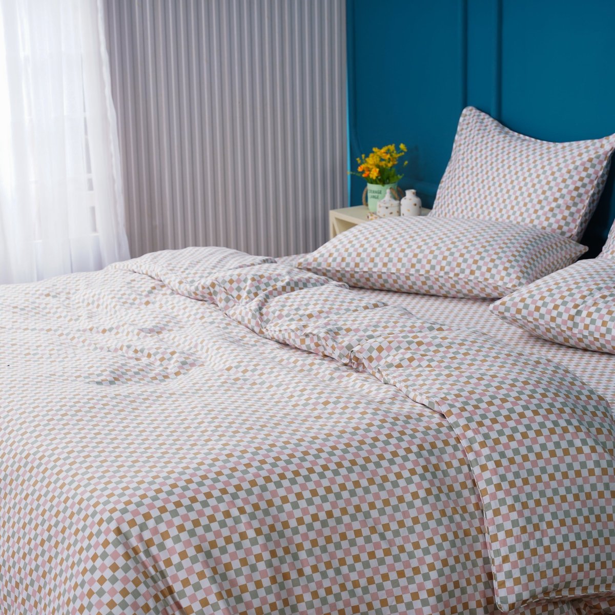 Ella Cotton Gems Checkerboard Duvet Cover: A Luxurious Harmony of Comfort and Style