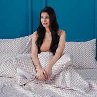 Ella Cotton Gems Checkerboard Pillowcases - Luxurious 400-Thread-Count Comfort