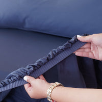 Ella Cotton Midnight Blue Fitted Sheet - Luxurious Comfort and Style