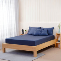 Ella Cotton Midnight Blue Fitted Sheet - Luxurious Comfort and Style