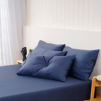Ella Cotton Midnight Blue Luxury Pillowcases - Pair of Elegance and Comfort