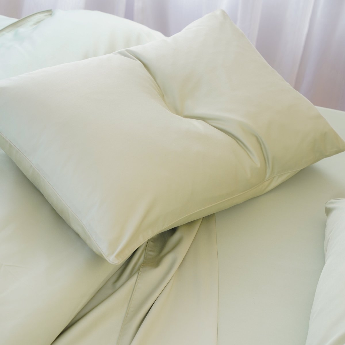 Ella Cotton Sage Green Luxury Pillowcases - Pair of 100% Long-Staple Cotton
