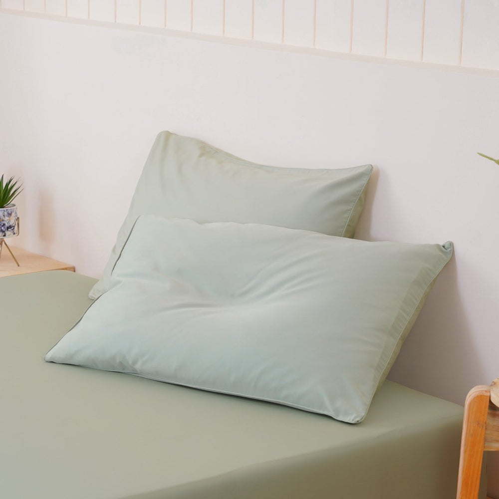 Ella Cotton Sage Green Luxury Pillowcases - Pair of 100% Long-Staple Cotton