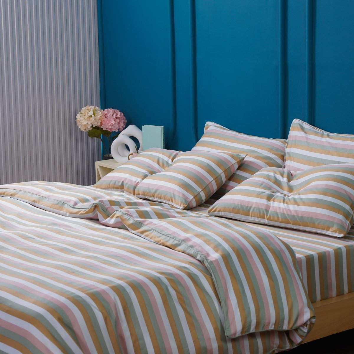 Ella Cotton Serene Stripe Duvet Cover - Luxury 100% Cotton Elegance for Your Bedroom