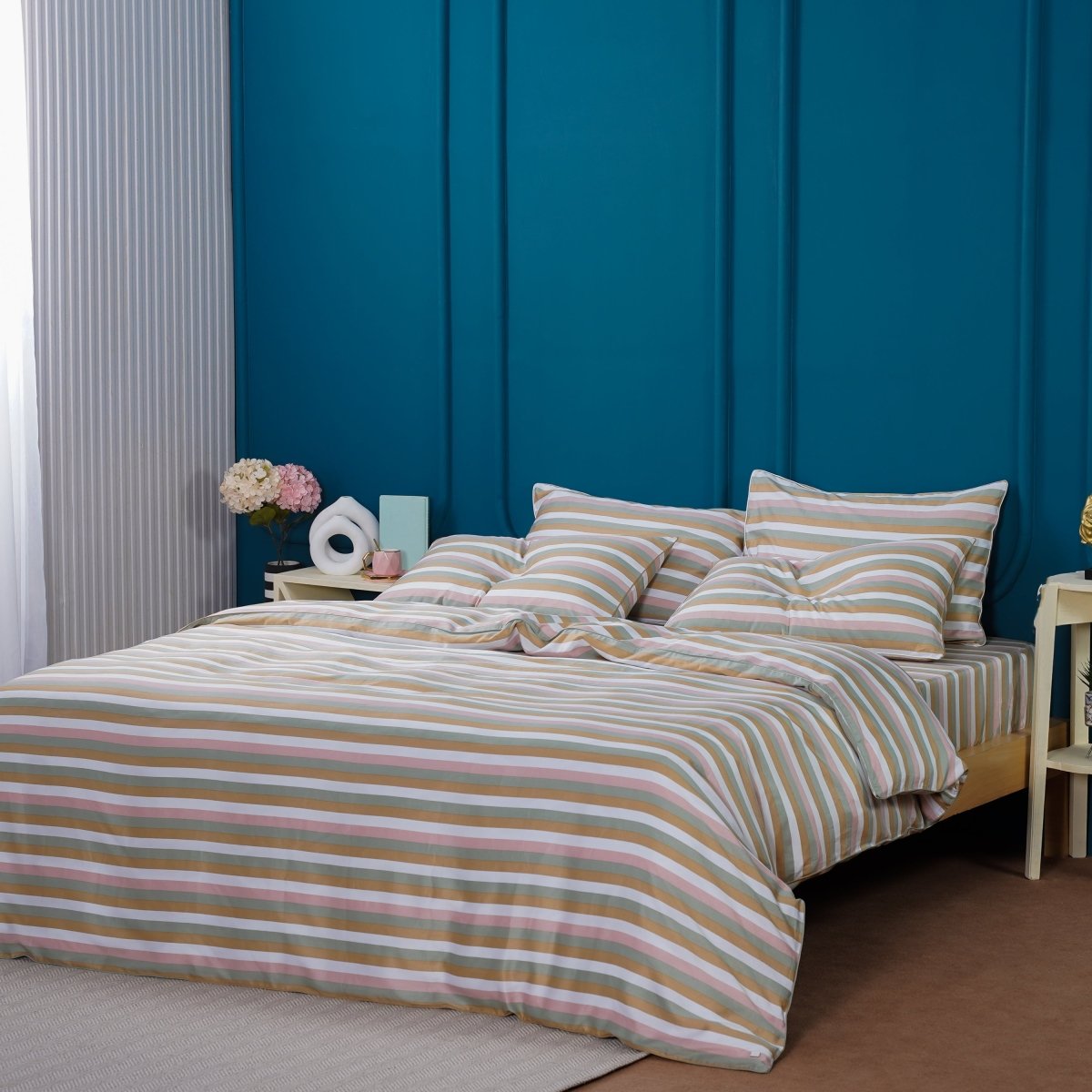 Ella Cotton Serene Stripe Duvet Cover - Luxury 100% Cotton Elegance for Your Bedroom