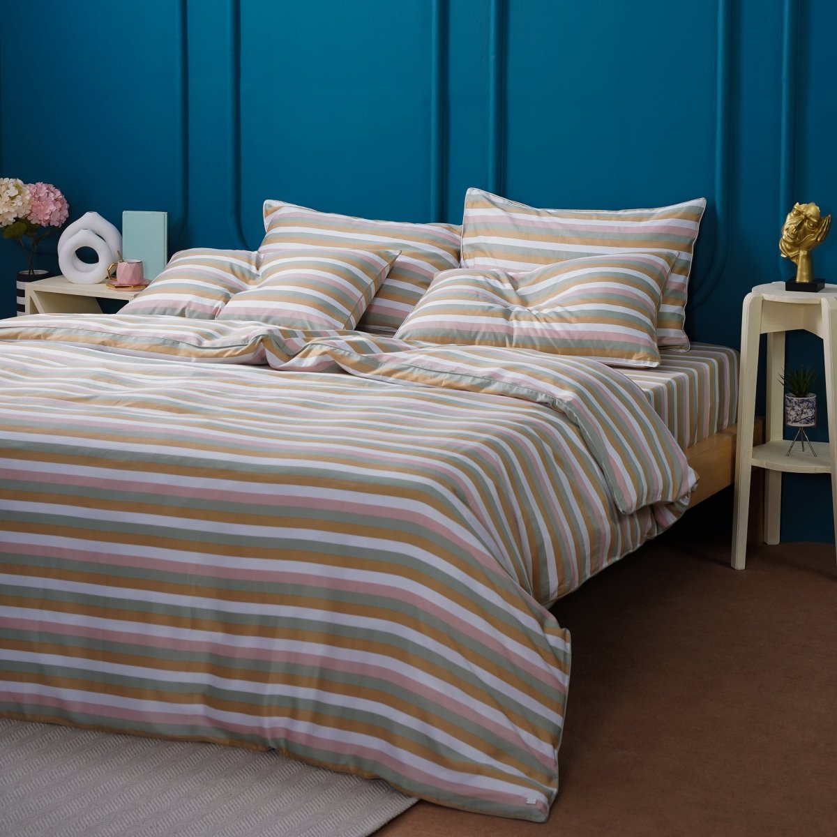 Ella Cotton Serene Stripe Duvet Cover - Luxury 100% Cotton Elegance for Your Bedroom