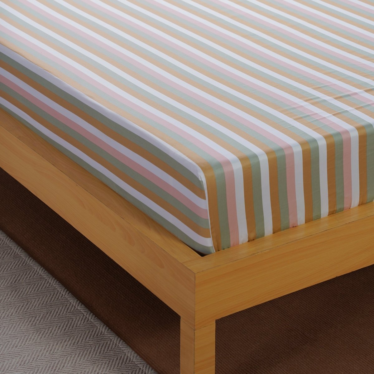 Ella Cotton Serene Stripe Luxury Fitted Sheet