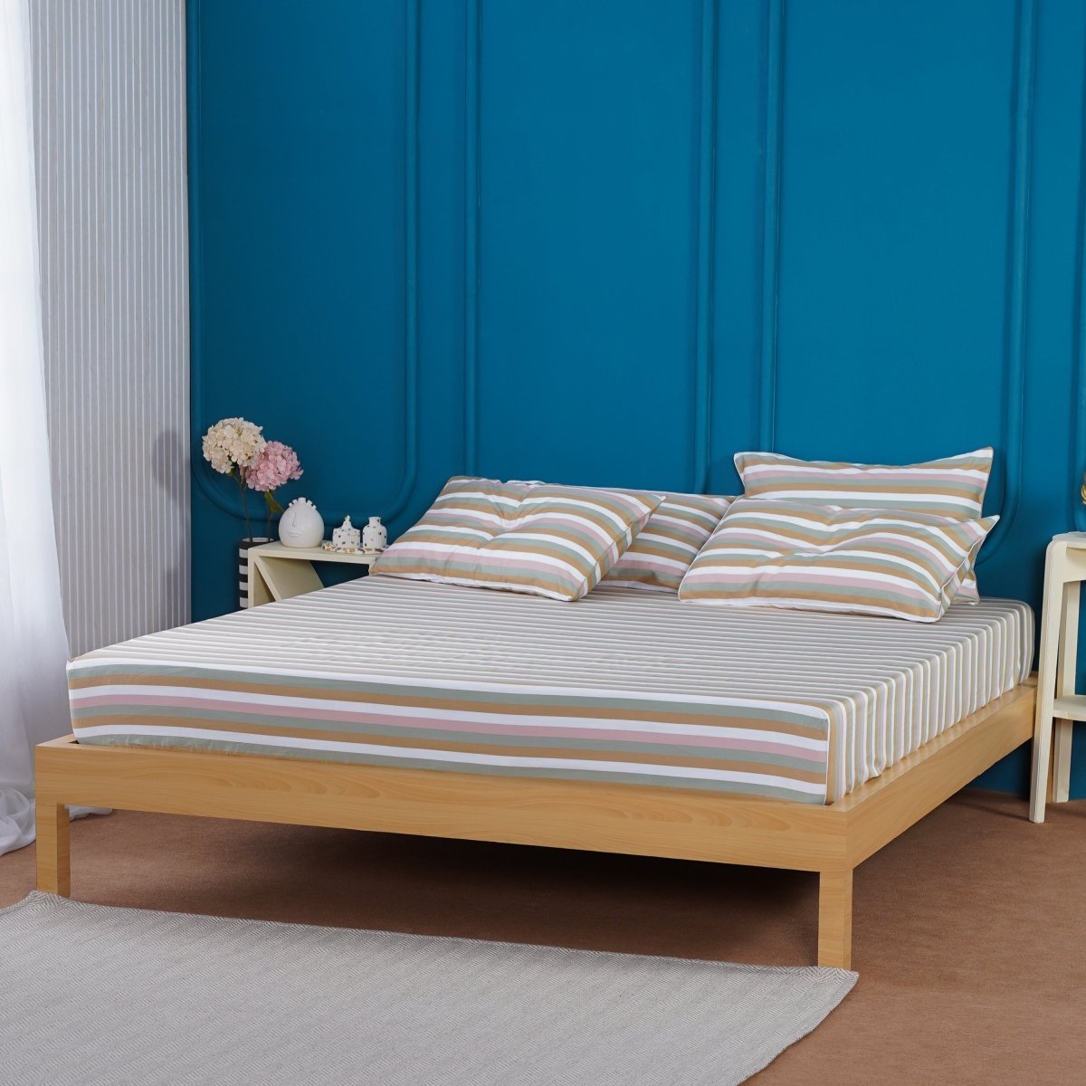 Ella Cotton Serene Stripe Luxury Fitted Sheet