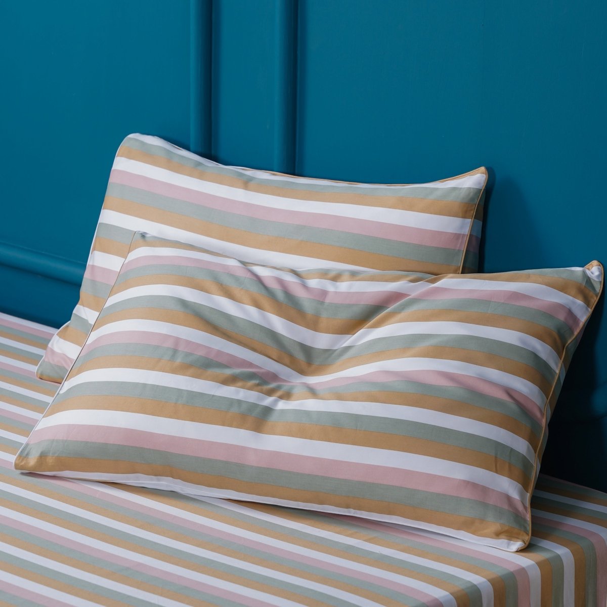 Ella Cotton Serene Stripe Luxury Pillowcases Pair