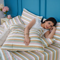 Ella Cotton Serene Stripe Luxury Pillowcases Pair