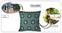 Emerald Bees Weather-Resistant Waterproof Outdoor Cushions for Patio Garden Sofa or Indoor Seating by OLIVIA ROCCO